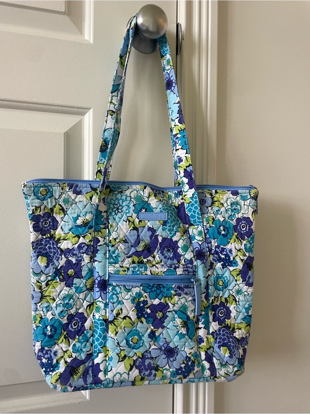 Vera Bradley Quilted Floral Tote in Blue, Turquoise and Purple